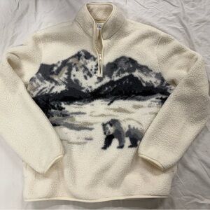 Old Navy Polar Bear Sherpa Fleece Quarter Zip Pullover Sweater Men's Size Large